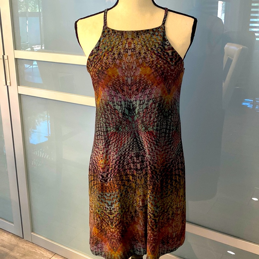 sleeveless lightweight dress, size S, dress falls about 2 inches above the knee.